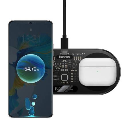 Безжично зарядно устройство Baseus WXSX010101 2in1 20W за Qi съвместими устройства