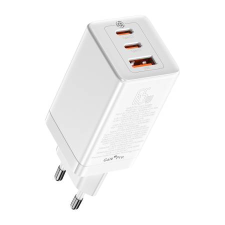 Универсално зарядно Baseus GaN3 Pro 2 x USB Type C / USB + кабел USB Type C - USB Type C 65W PD3.0
