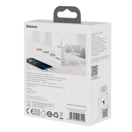 Зарядно устройство Baseus USB към USB Type C 20W 3A Quick Charge 3.0 CCXJ-B02 - бяло