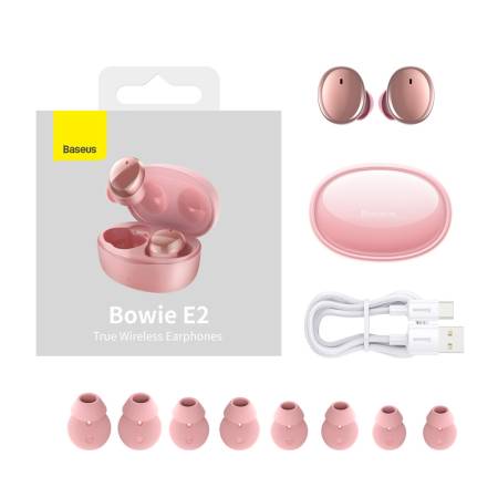 Безжични водоустойчиви слушалки Baseus TWS Bowie E2 NGTW090004 IP55 - розови