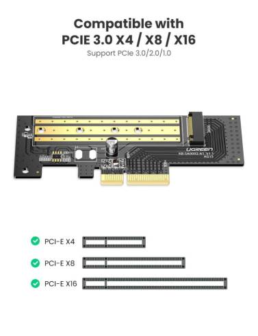 Адаптер за разширителна карта Ugreen PCIe 3.0 x4 към SSD M.2 M-Key / M.2 B-Key CM302 - черен