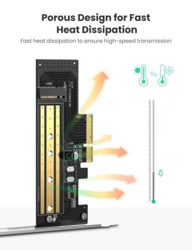 Адаптер за разширителна карта Ugreen PCIe 3.0 x4 към SSD M.2 M-Key / M.2 B-Key CM302 - черен