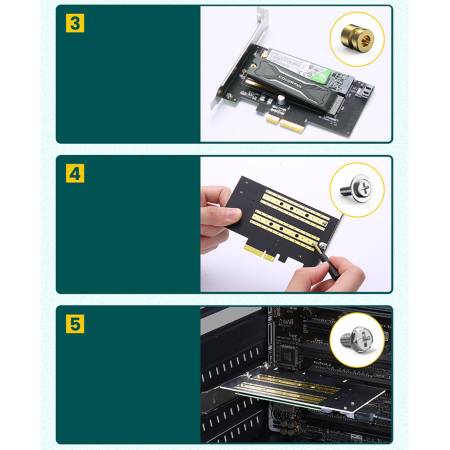 Адаптер за разширителна карта Ugreen PCIe 3.0 x4 към M.2 NVMe drive CM302 - черен