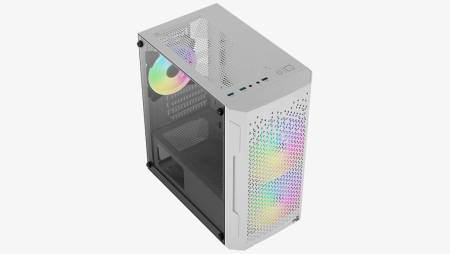 Кутия за настолен компютър AeroCool Trinity V3 TRINITY-MINI-G-WT-V3 с прозрачен страничен панел - бяла