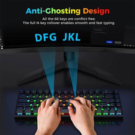 RGB Безжична клавиатура Redragon K633RGB-PRO_RD Ryze PRO механична с Red Switch