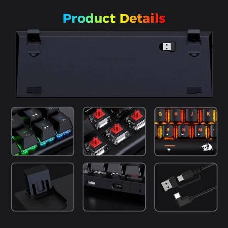 RGB Безжична клавиатура Redragon K633RGB-PRO_RD Ryze PRO механична с Red Switch