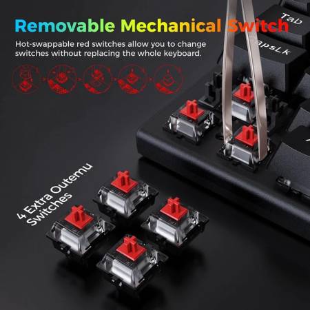RGB Безжична клавиатура Redragon K633RGB-PRO_RD Ryze PRO механична с Red Switch