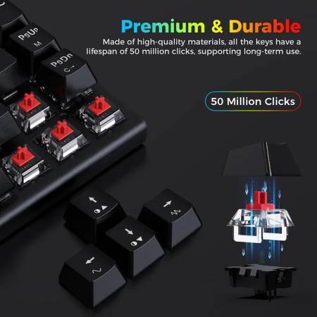 RGB Безжична клавиатура Redragon K633RGB-PRO_RD Ryze PRO механична с Red Switch