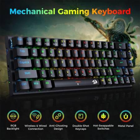 RGB Безжична клавиатура Redragon K633RGB-PRO_RD Ryze PRO механична с Red Switch