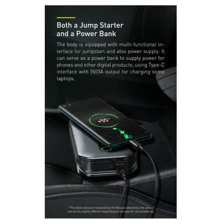 Външна батерия Baseus CRJS03-01 Super Energy Pro с фенер и JumpStarter за автомобил 12000 mAh черен