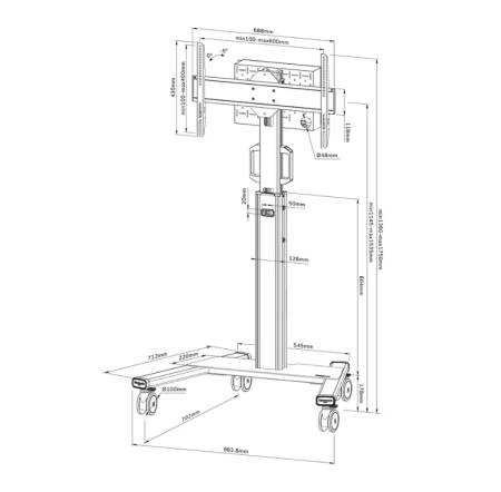 Neomounts Select Mobile Display Floor Stand (37-75") 10 cm. Wheels