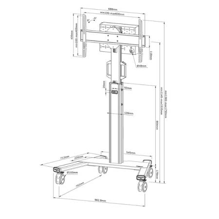 Neomounts Select Mobile Display Floor Stand (37-75") 10 cm. Wheels