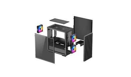Кутия за настолен компютър DeepCool DP-MATX-MATREXX40-3FS с прозрачен страничен панел