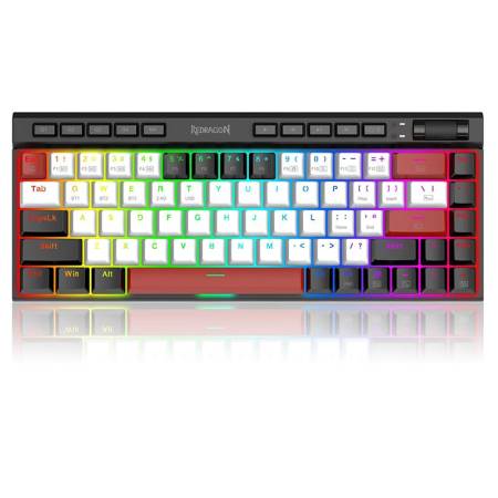 RGB  Bluetooth безжична клавиатура Redragon Magic-Wand Mini PRO бели/черни/червени клавиши и Red Switch
