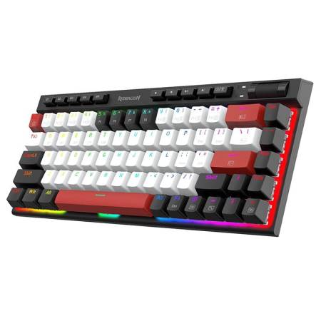 RGB  Bluetooth безжична клавиатура Redragon Magic-Wand Mini PRO бели/черни/червени клавиши и Red Switch