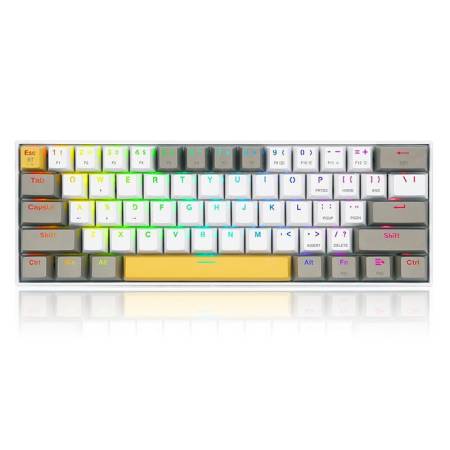Bluetooth/USB Type-C механична RGB клавиатура Redragon K530-YL-WT-GY-RGB-PRO_BR Draconic PRO Brown Switch - жълт/бял/сив