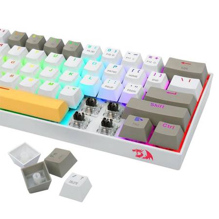 Bluetooth/USB Type-C механична RGB клавиатура Redragon K530-YL-WT-GY-RGB-PRO_BR Draconic PRO Brown Switch - жълт/бял/сив
