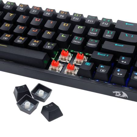 Механична геймърска клавиатура Redragon Castor K631-RGB_RD с RGB осветление и червени превключватели - черна