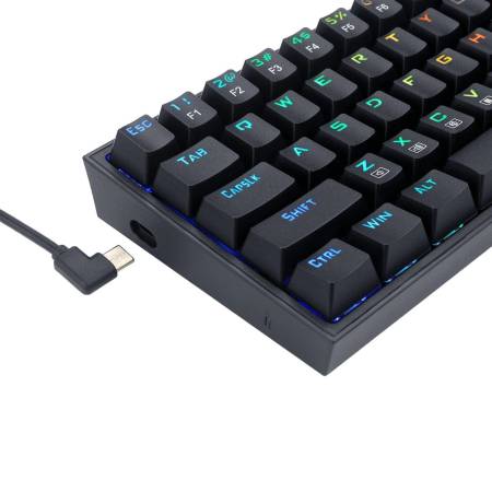 Механична геймърска клавиатура Redragon Castor K631-RGB_RD с RGB осветление и червени превключватели - черна
