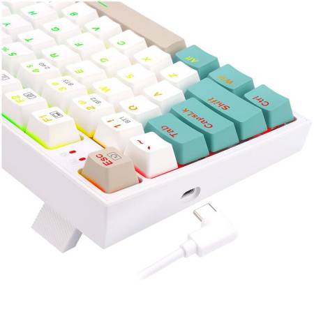RGB гейминг клавиатура Redragon K643GWC-RGB-PRO_RD Veigar Red Switch - бял/сив/кремав