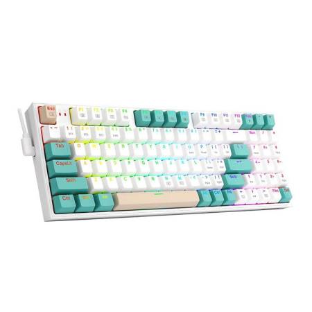 RGB гейминг клавиатура Redragon K643GWC-RGB-PRO_RD Veigar Red Switch - бял/сив/кремав