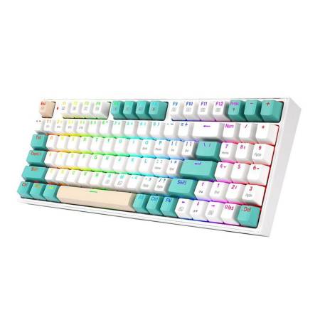 RGB гейминг клавиатура Redragon K643GWC-RGB-PRO_RD Veigar Red Switch - бял/сив/кремав