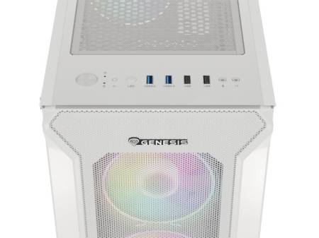 Genesis Gaming PC Case IRID 505 ARGB V2 Midi Tower Window White