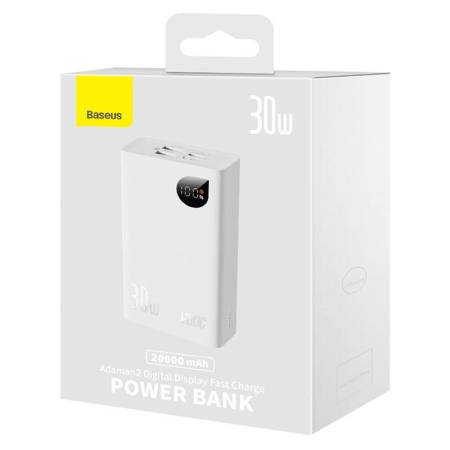 Външна батерия Baseus Adaman2 20000mAh 30W 2 x USB PPAD050002 - бяла