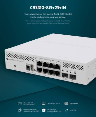 Комутатор MikroTik CRS310-8G+2S+IN