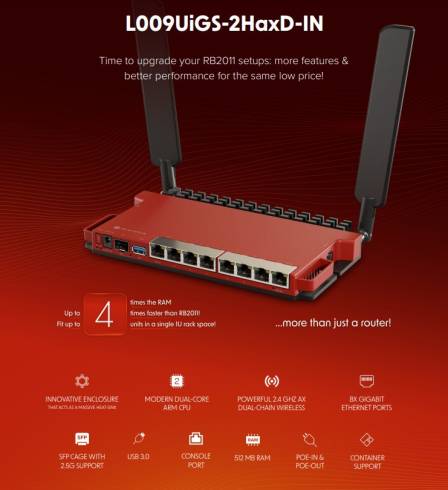 Безжичен рутер MikroTik L009UiGS-2HaxD-IN
