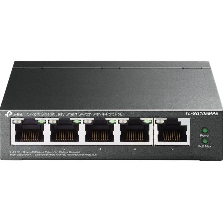 Комутатор TP-Link TL-SG105MPE 5-портов Gigabit Easy Smart Switch с 4 порта PoE+