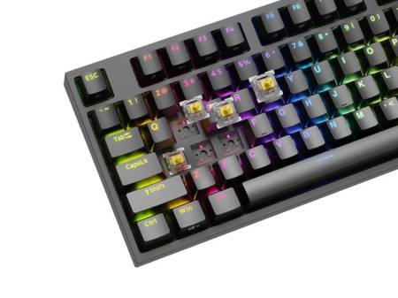Genesis Gaming Keyboard Thor 404 TKL Black RGB Backlight US Layout Yellow Switch