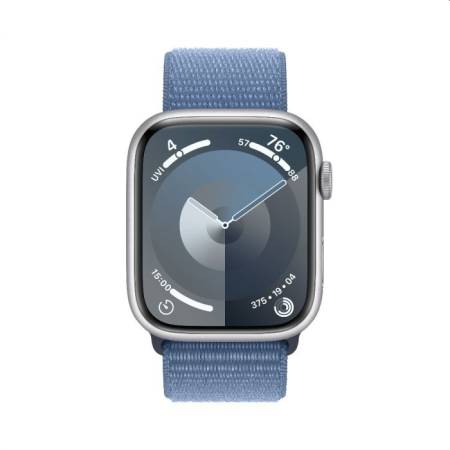Apple Watch Series 9 GPS + Cellular 45mm Silver Aluminium Case with Winter Blue Sport Loop