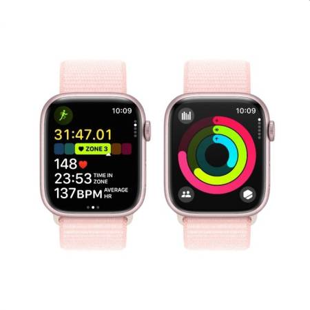 Apple Watch Series 9 GPS + Cellular 45mm Pink Aluminium Case with Light Pink Sport Loop