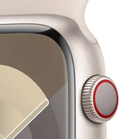 Apple Watch Series 9 GPS + Cellular 45mm Starlight Aluminium Case with Starlight Sport Band - M/L