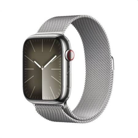 Apple Watch Series 9 GPS + Cellular 45mm Silver Stainless Steel Case with Silver Milanese Loop