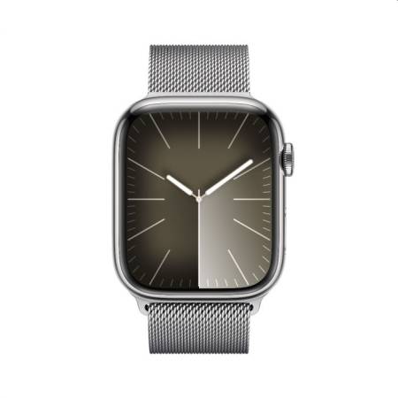 Apple Watch Series 9 GPS + Cellular 45mm Silver Stainless Steel Case with Silver Milanese Loop