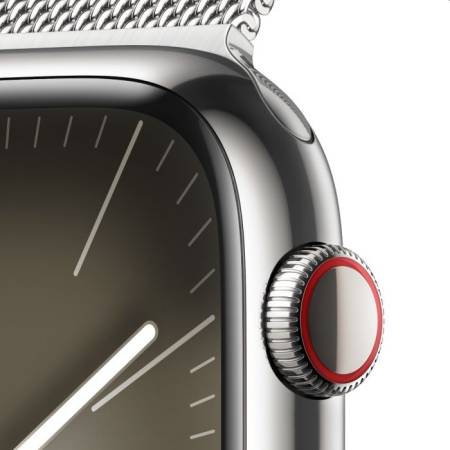 Apple Watch Series 9 GPS + Cellular 45mm Silver Stainless Steel Case with Silver Milanese Loop