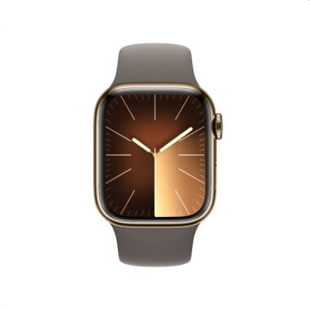 Apple Watch Series 9 GPS + Cellular 45mm Gold Stainless Steel Case with Clay Sport Band - M/L