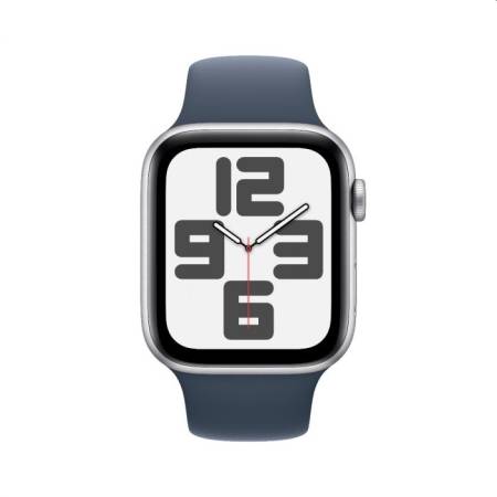 Apple Watch SE2 v2 Cellular 44mm Silver Alu Case w Storm Blue Sport Band - M/L
