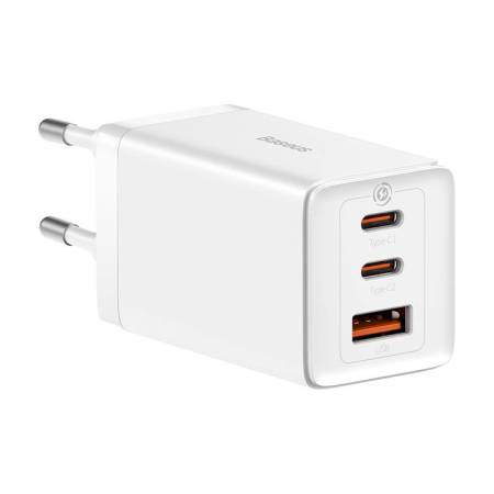Зарядно устройство Baseus GaN5 Pro fast charger 2xUSB-C+USB 65W CCGP120202 - бяло