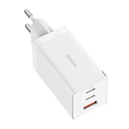 Зарядно устройство Baseus GaN5 Pro fast charger 2xUSB-C+USB 65W CCGP120202 - бяло