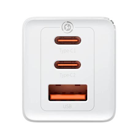 Зарядно устройство Baseus GaN5 Pro fast charger 2xUSB-C+USB 65W CCGP120202 - бяло