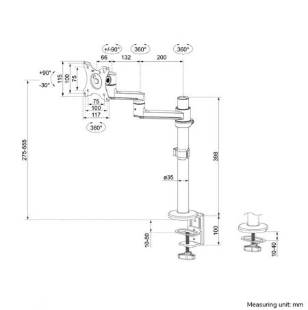 Neomounts Next Lite Flat Screen Desk Mount (clamp+grommet)