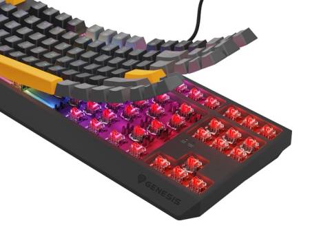 Genesis Gaming Keyboard Thor 230 TKL Anchor Gray Positive US RGB Mechanical Outemu Red