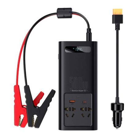 Baseus захранващ инвертор 150W 12V / 500W 220V EU и CN конектор CGNB000101 - черен