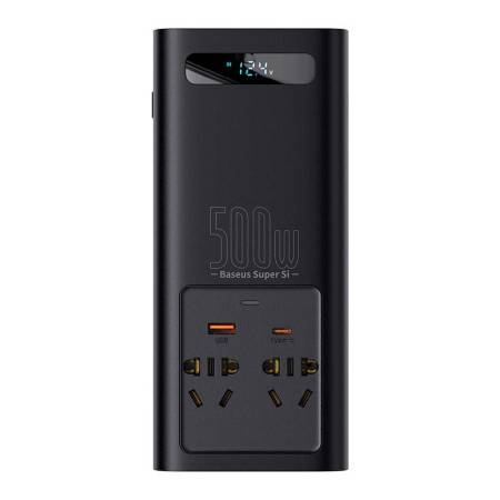 Baseus захранващ инвертор 150W 12V / 500W 220V EU и CN конектор CGNB000101 - черен