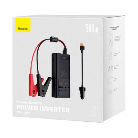 Baseus захранващ инвертор 150W 12V / 500W 220V EU и CN конектор CGNB000101 - черен