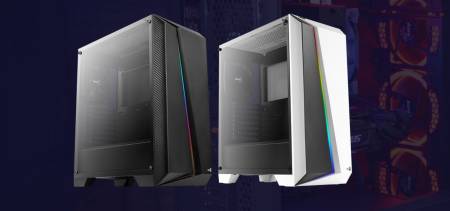 Кутия за настолен компютър Aerocool Cylon Pro RGB прозрачен панел от закалено стъкло CYLON-PRO-G-WT-V2 - бяла