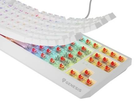 Genesis Gaming Keyboard Thor 230 TKL Wireless US White RGB Mechanical Outemu Red